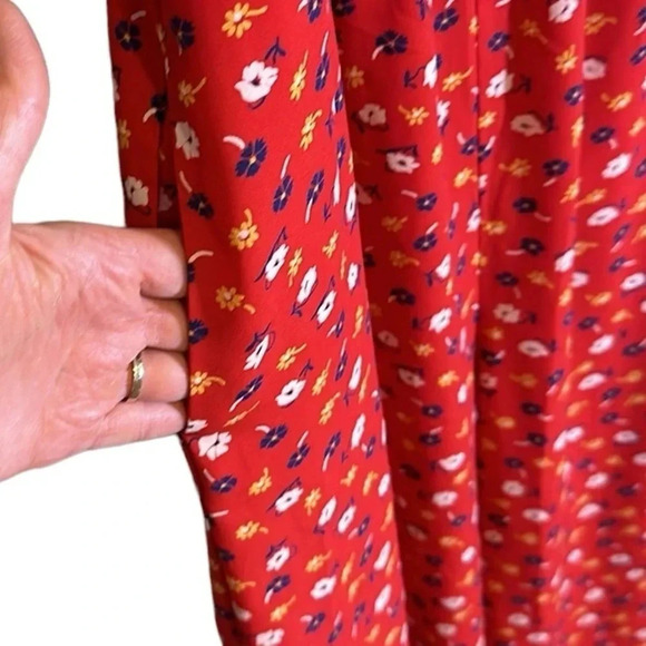 Madewell Red Floral Prairie Posies Wide Leg Jumpsuit Size 6 Casual Party Summer - Picture 8 of 12
